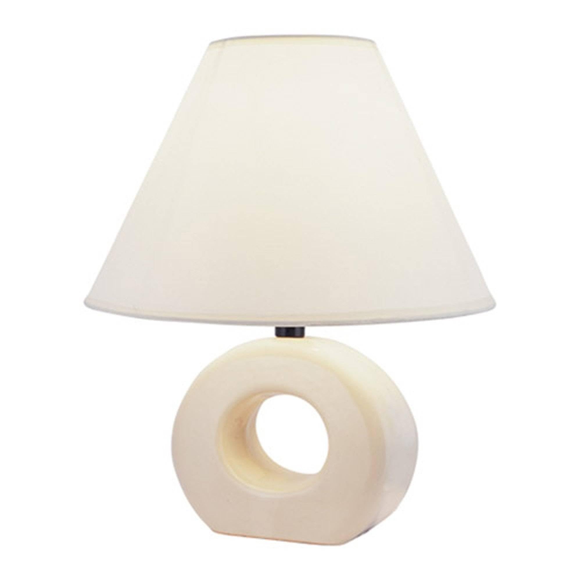 12 Beige Ceramic Bedside Table Lamp With White Empire Shade
